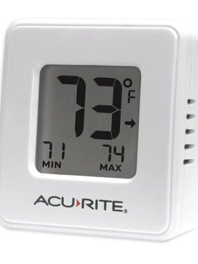 Acurite White Digital Indoor Thermometer, Battery-Powered, Magnet Mountable